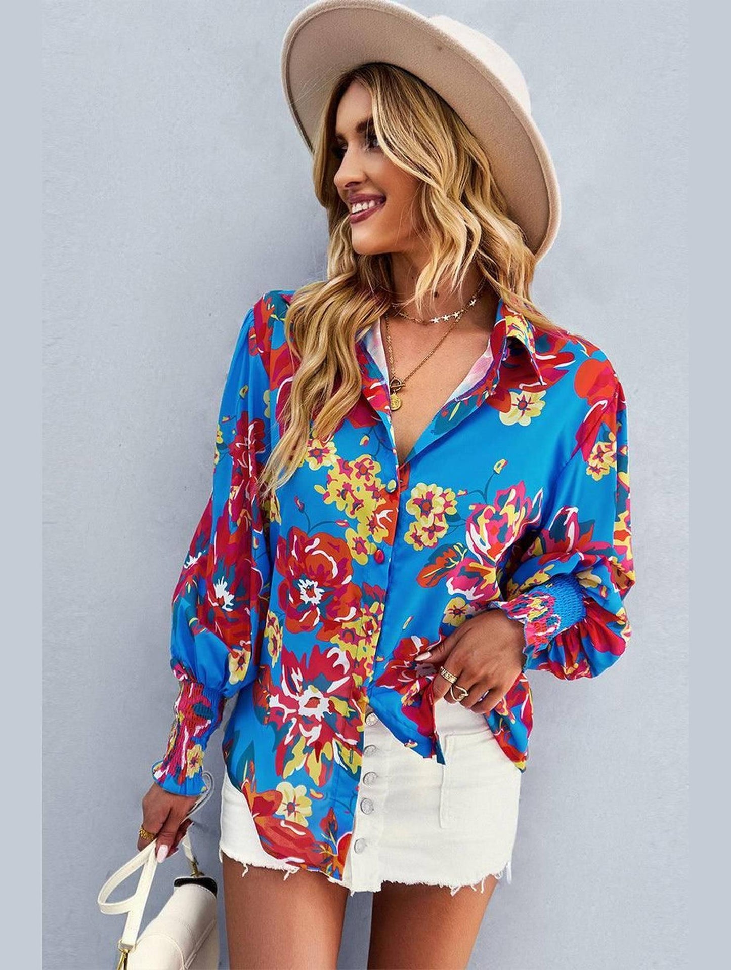 LONG SLEEVE PRINTED SHIRT - Doublju