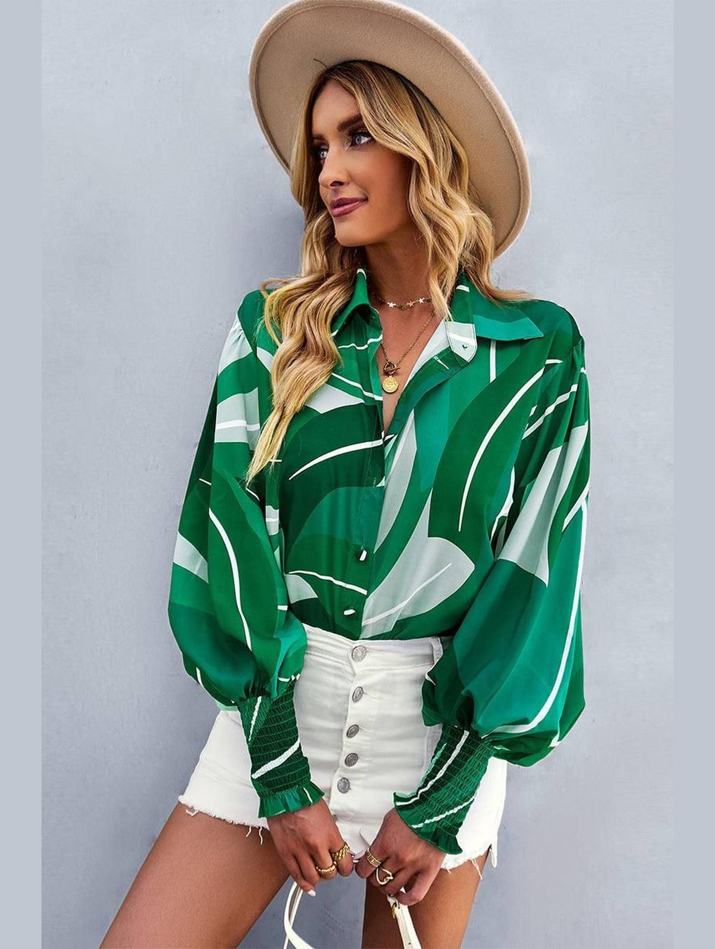 LONG SLEEVE PRINTED SHIRT - Doublju