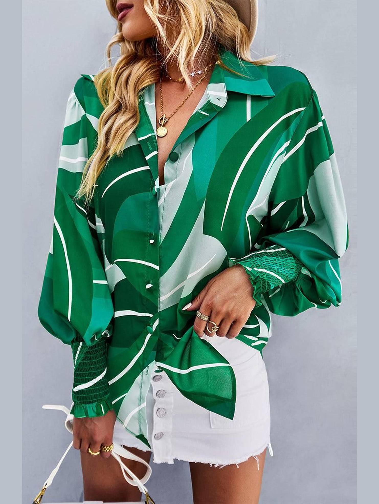 LONG SLEEVE PRINTED SHIRT - Doublju