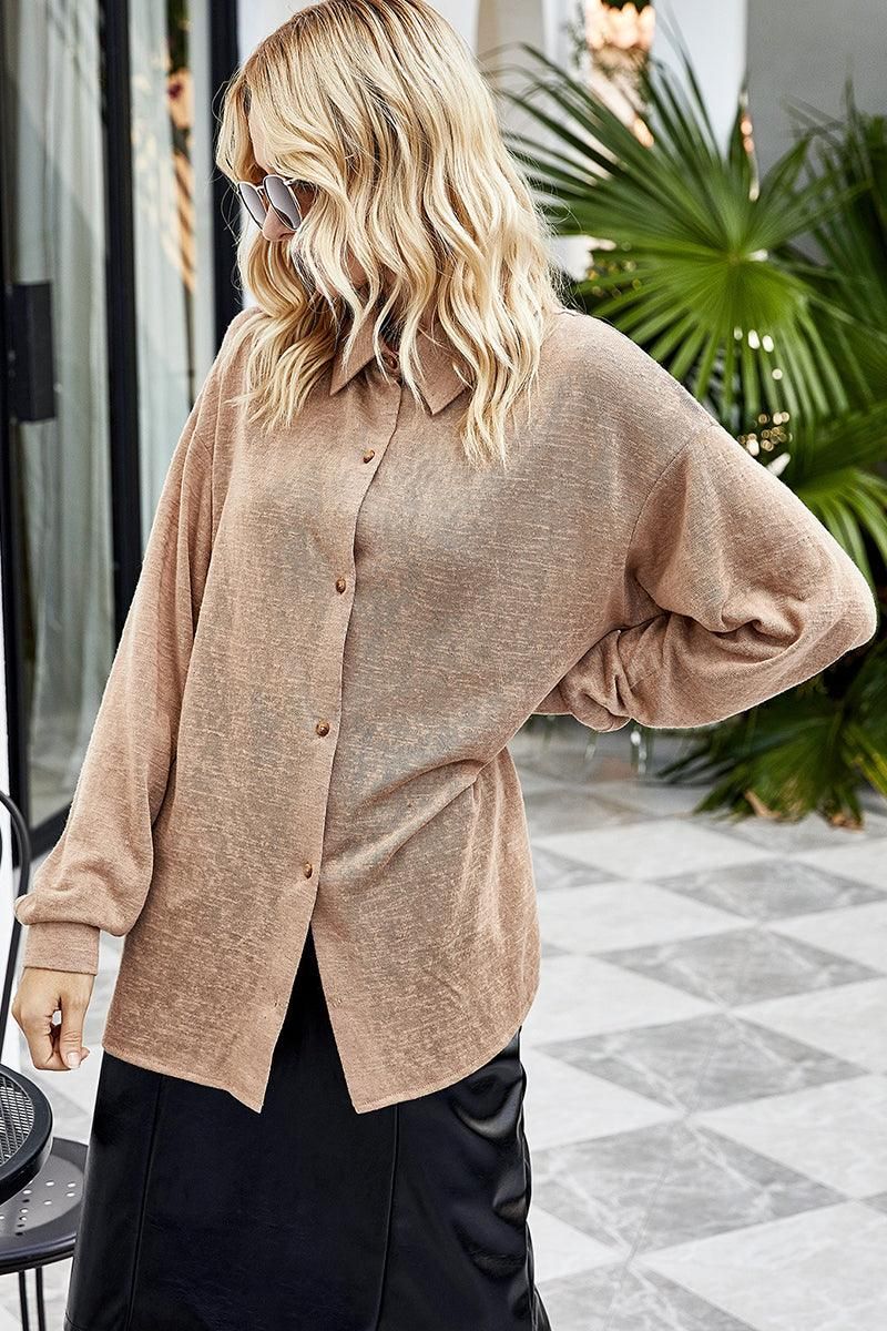 WOMEN BUTTON DOWN LONG SLEEVE SHIRTS - Doublju