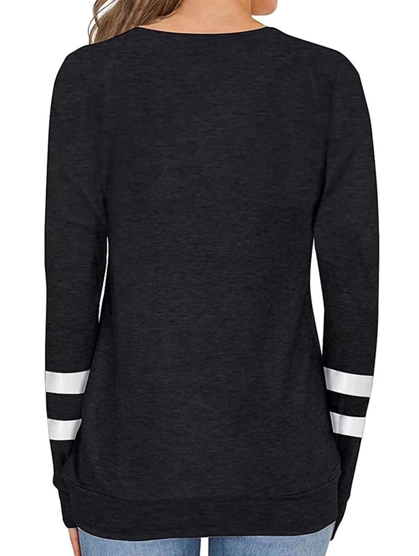 WOMEN OVERSIZED BOYFRIEND V NECK PULLOVER