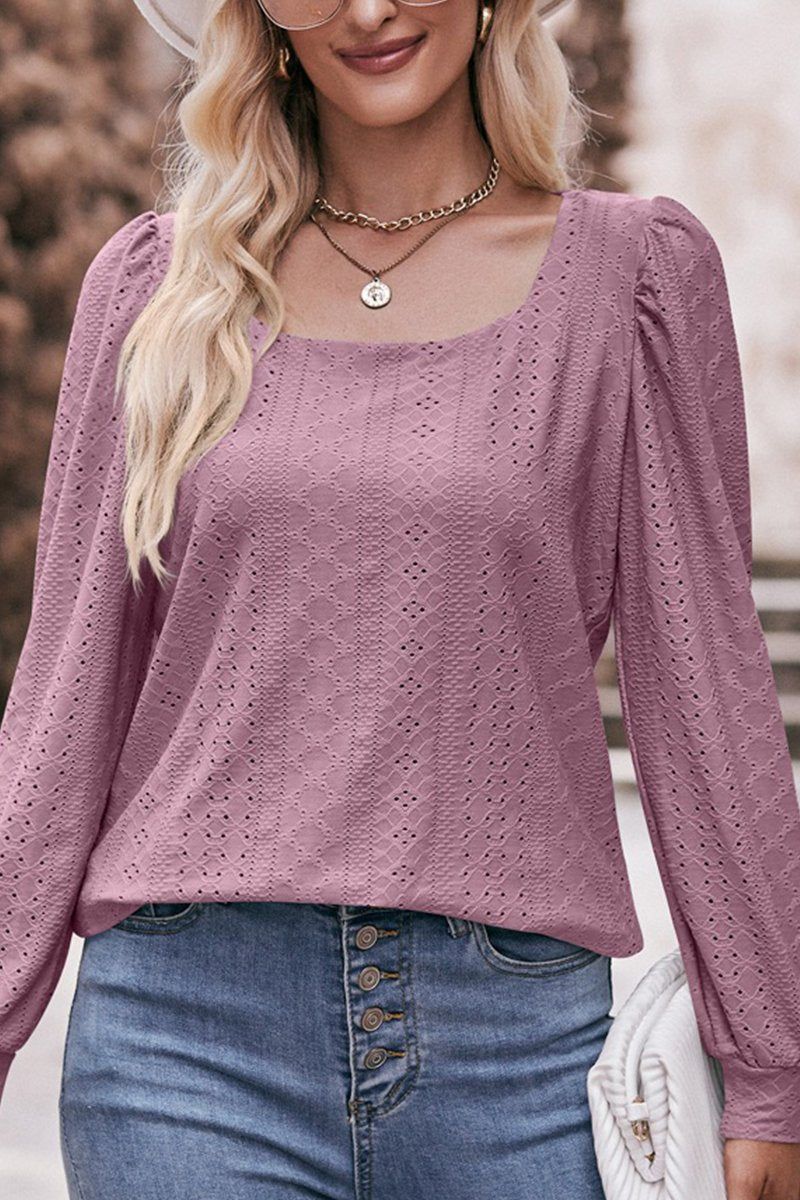 WOMEN U NECK EYELET FITTED CUFF TEE