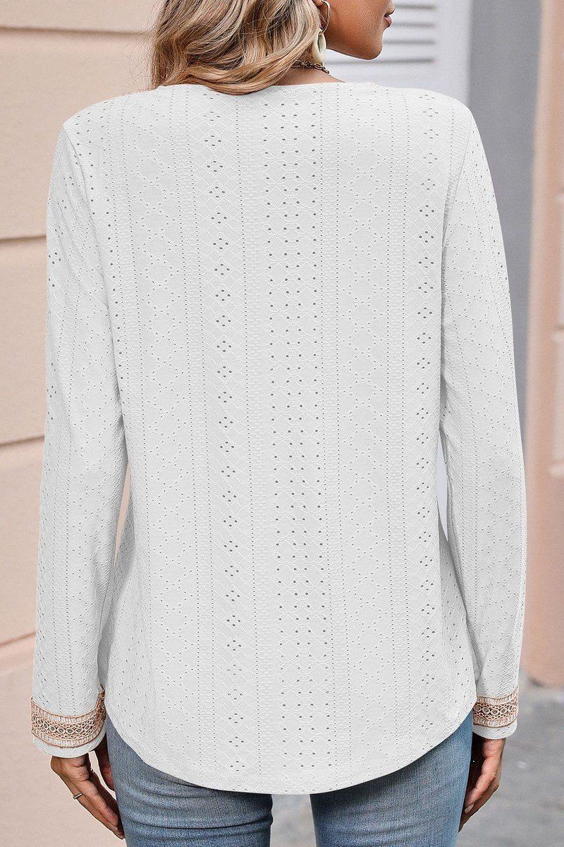 WOMENS V NECK GUIPURE LACE TRIM CASUAL BLOUSE TOP