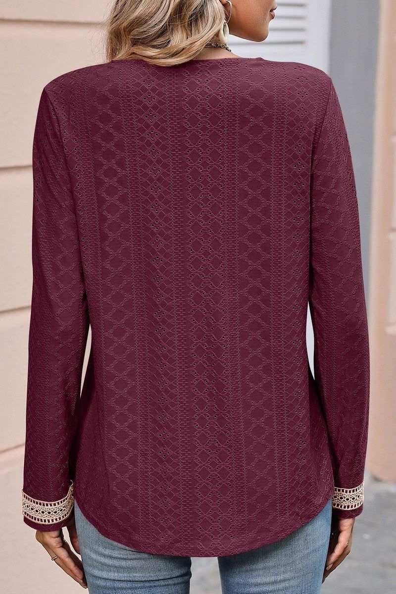 WOMENS V NECK GUIPURE LACE TRIM CASUAL BLOUSE TOP