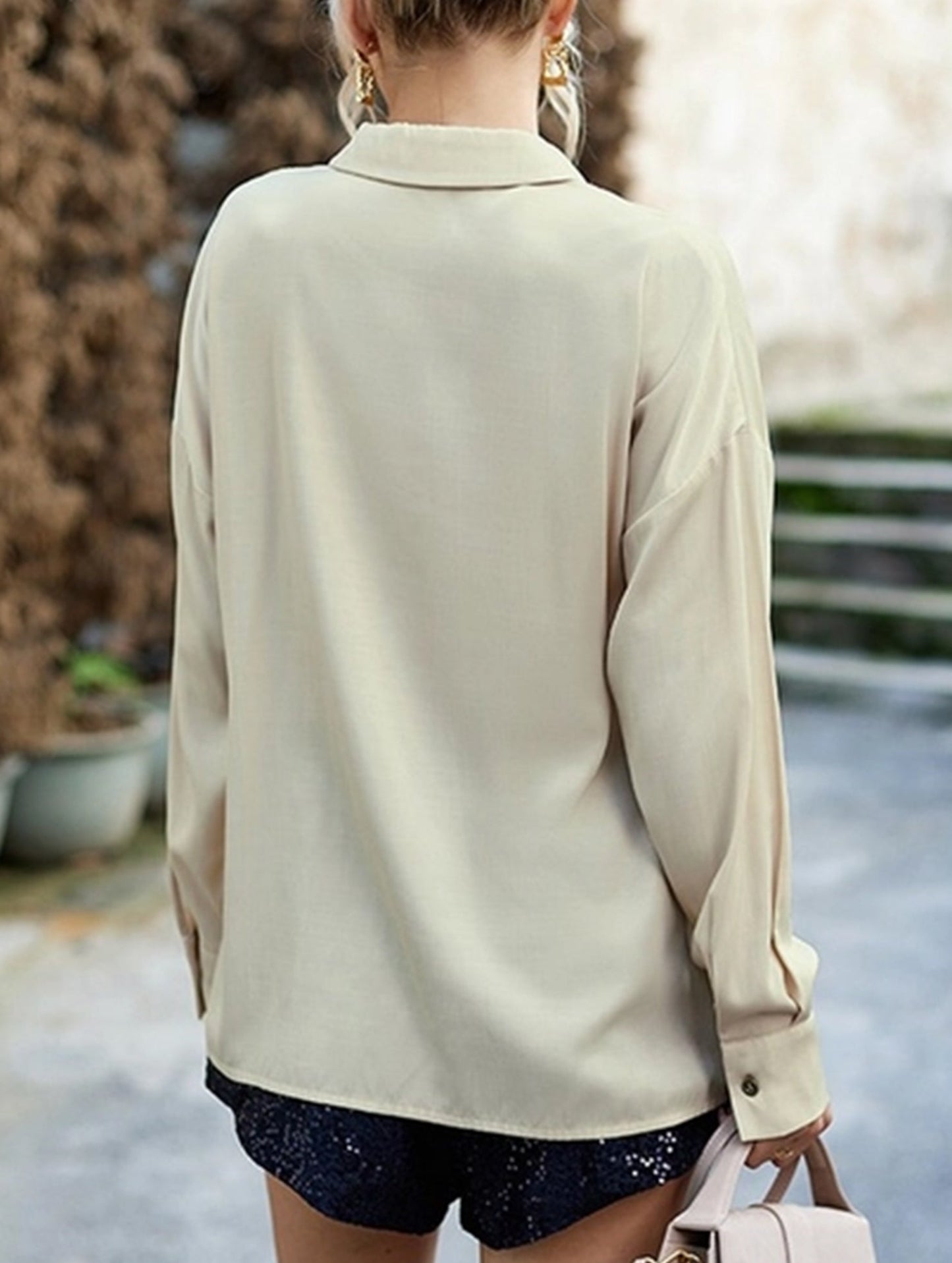 WOMEN TASSEL DETAILED BUTTON UP BLOUSE SHIRTS