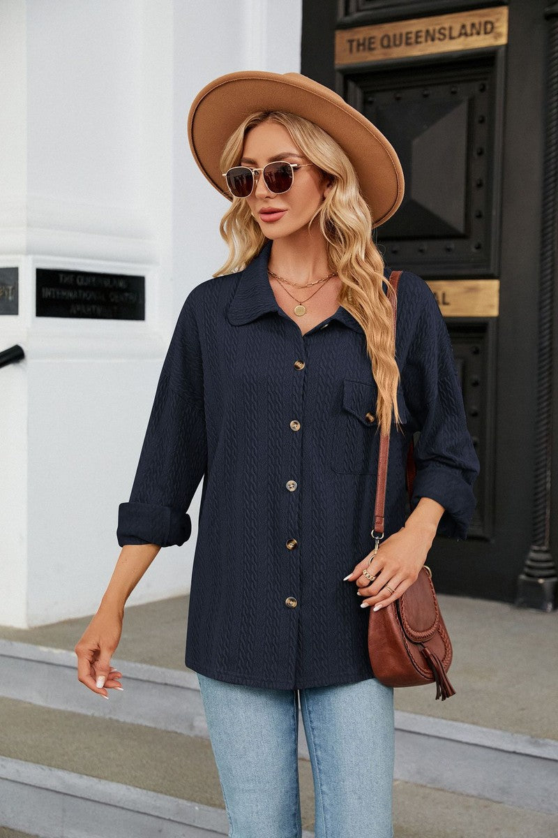 WOMEN LONG SLEEVE LAPEL BUTTON UP SHIRTS