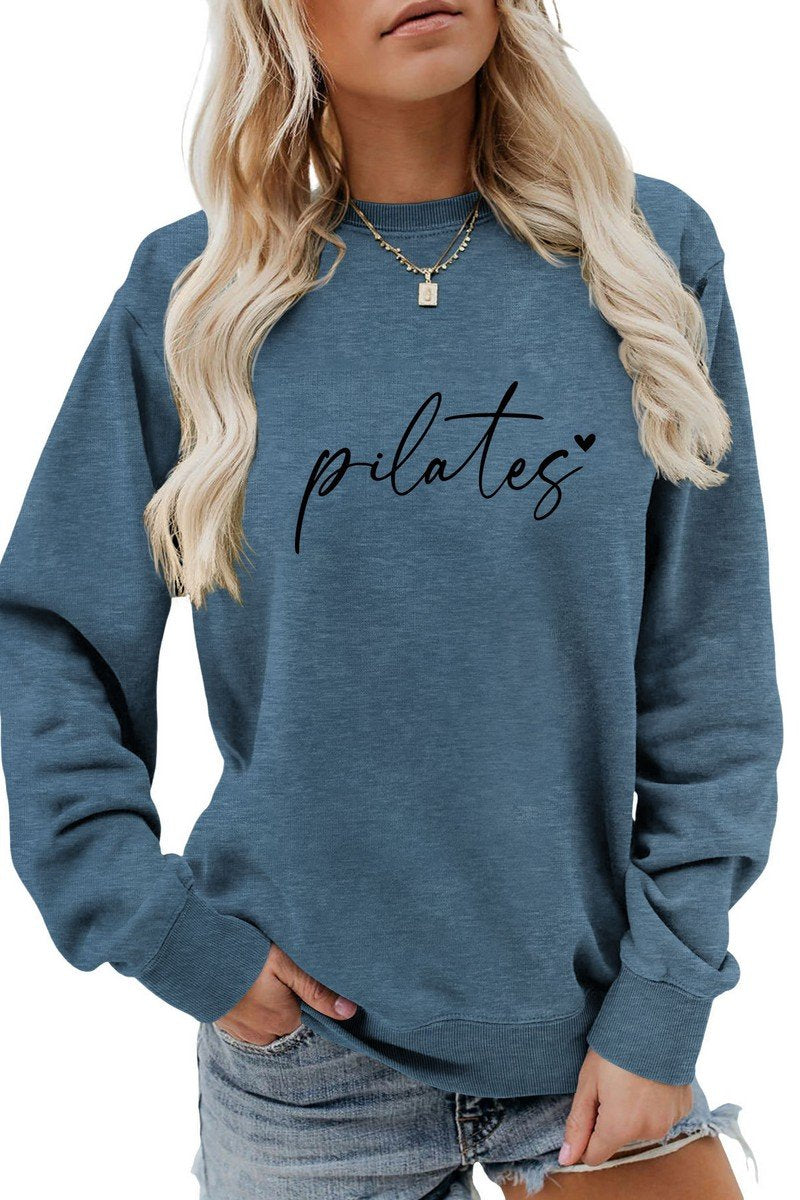 WOMEN LETTERING PRINTING LONG SLEEVE PULLOVER TOP