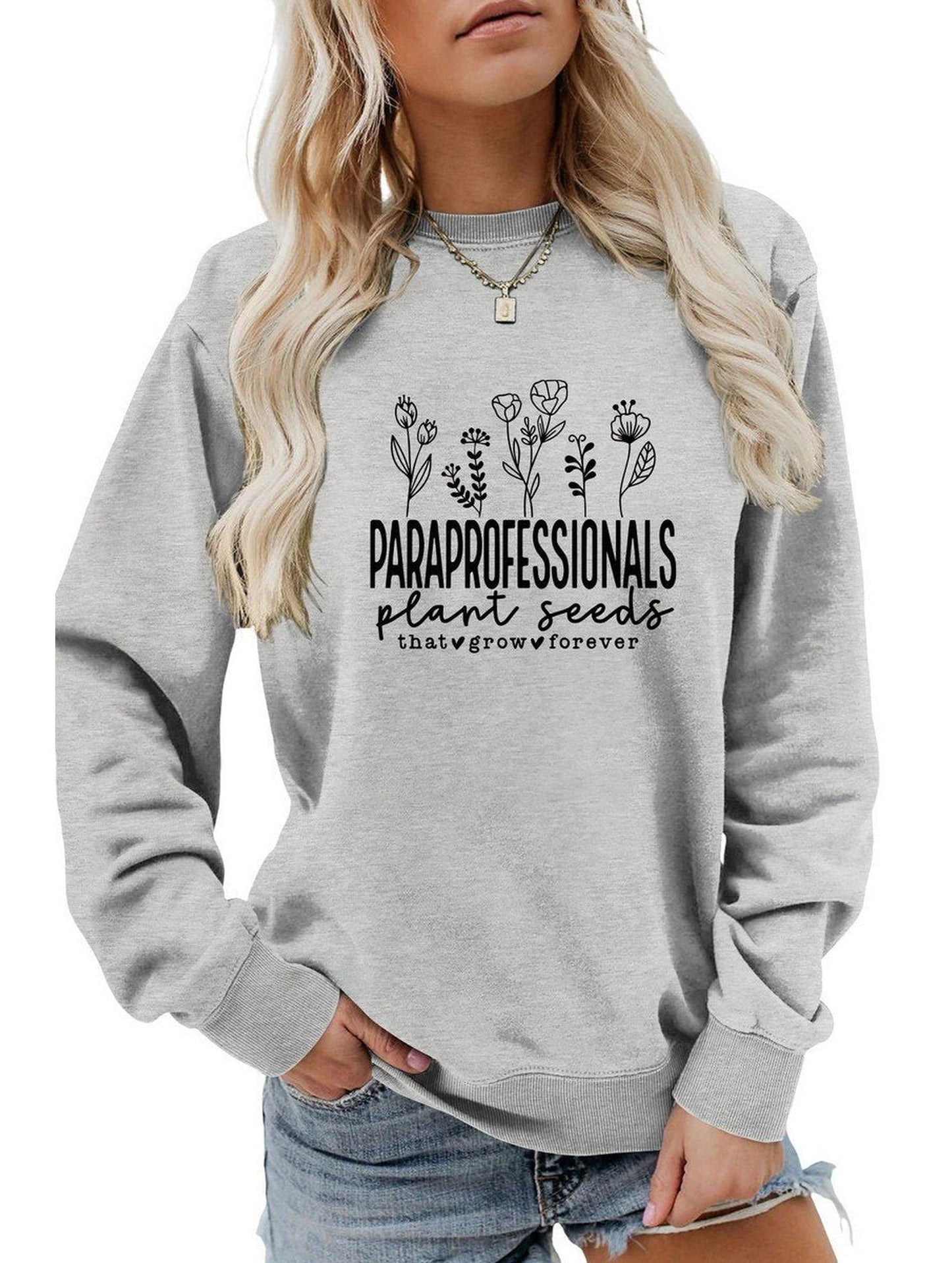 WOMEN LETTER PRINTING LONG SLEEVE PULLOVER TOP