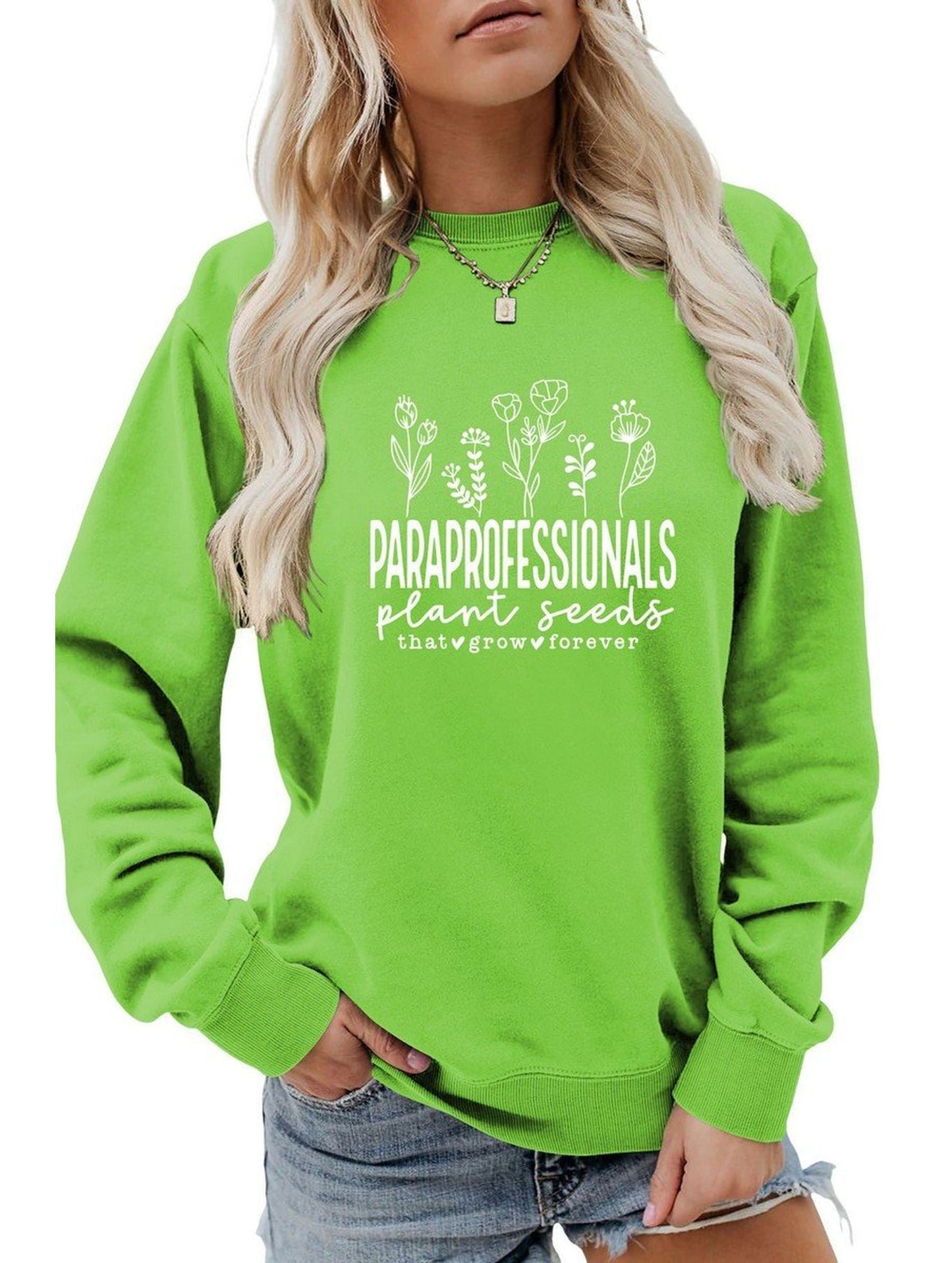 WOMEN LETTER PRINTING LONG SLEEVE PULLOVER TOP