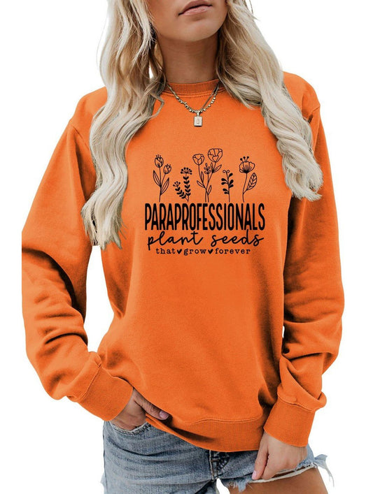 WOMEN LETTER PRINTING LONG SLEEVE PULLOVER TOP