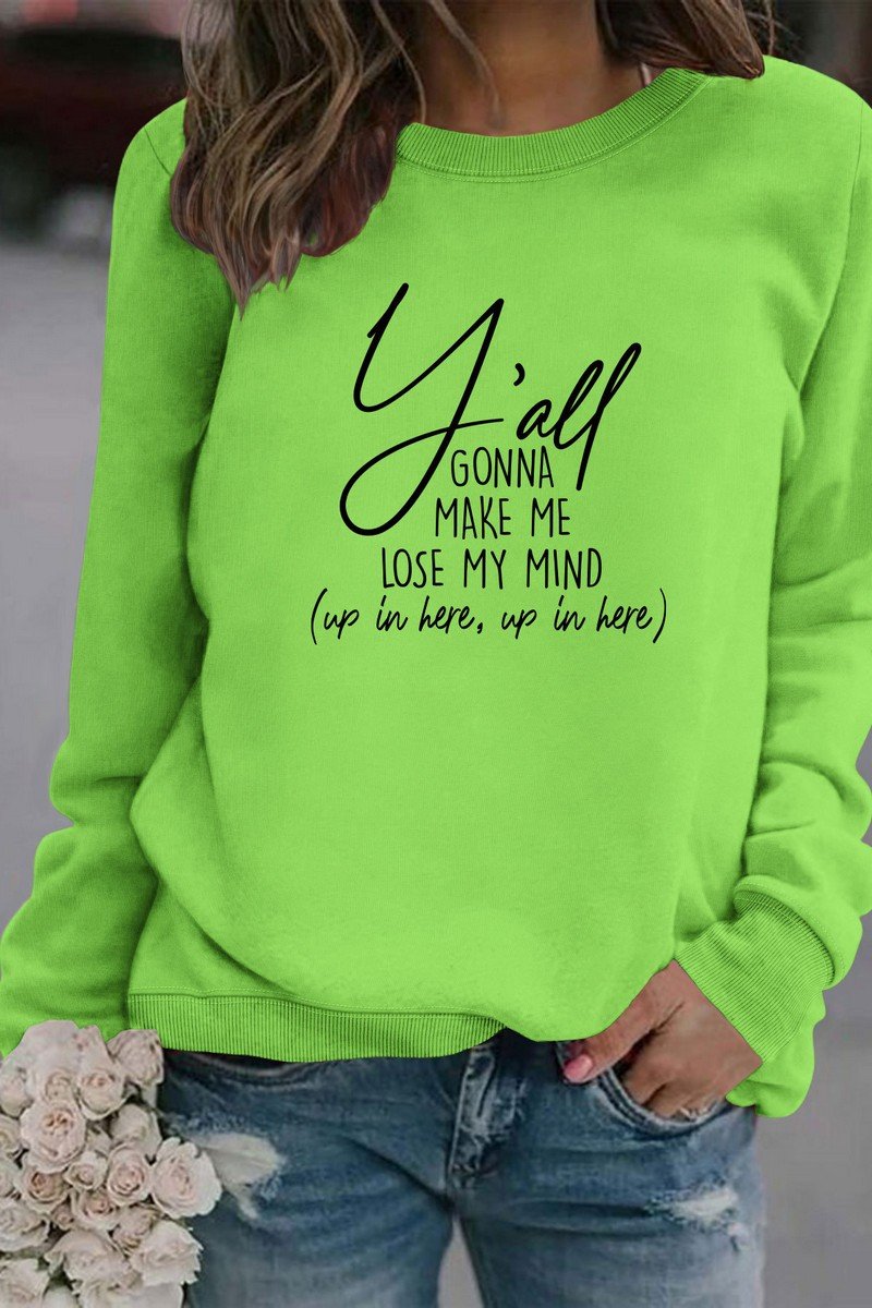 WOMEN LETTER PRINT LONG SLEEVE PULLOVER T SHIRT