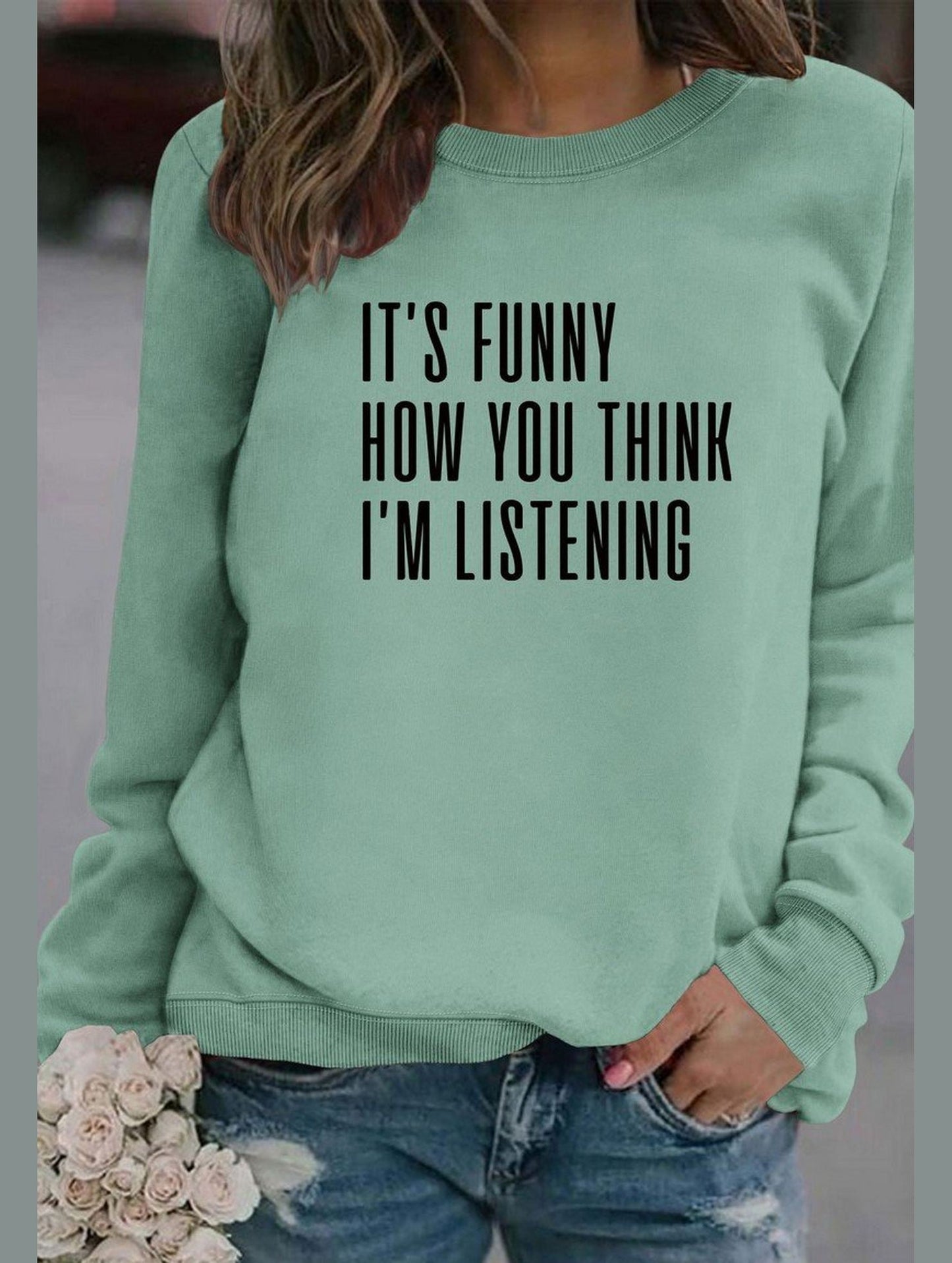 WOMEN LETTERING RIBBED PULLOVER PRINT T SHIRT