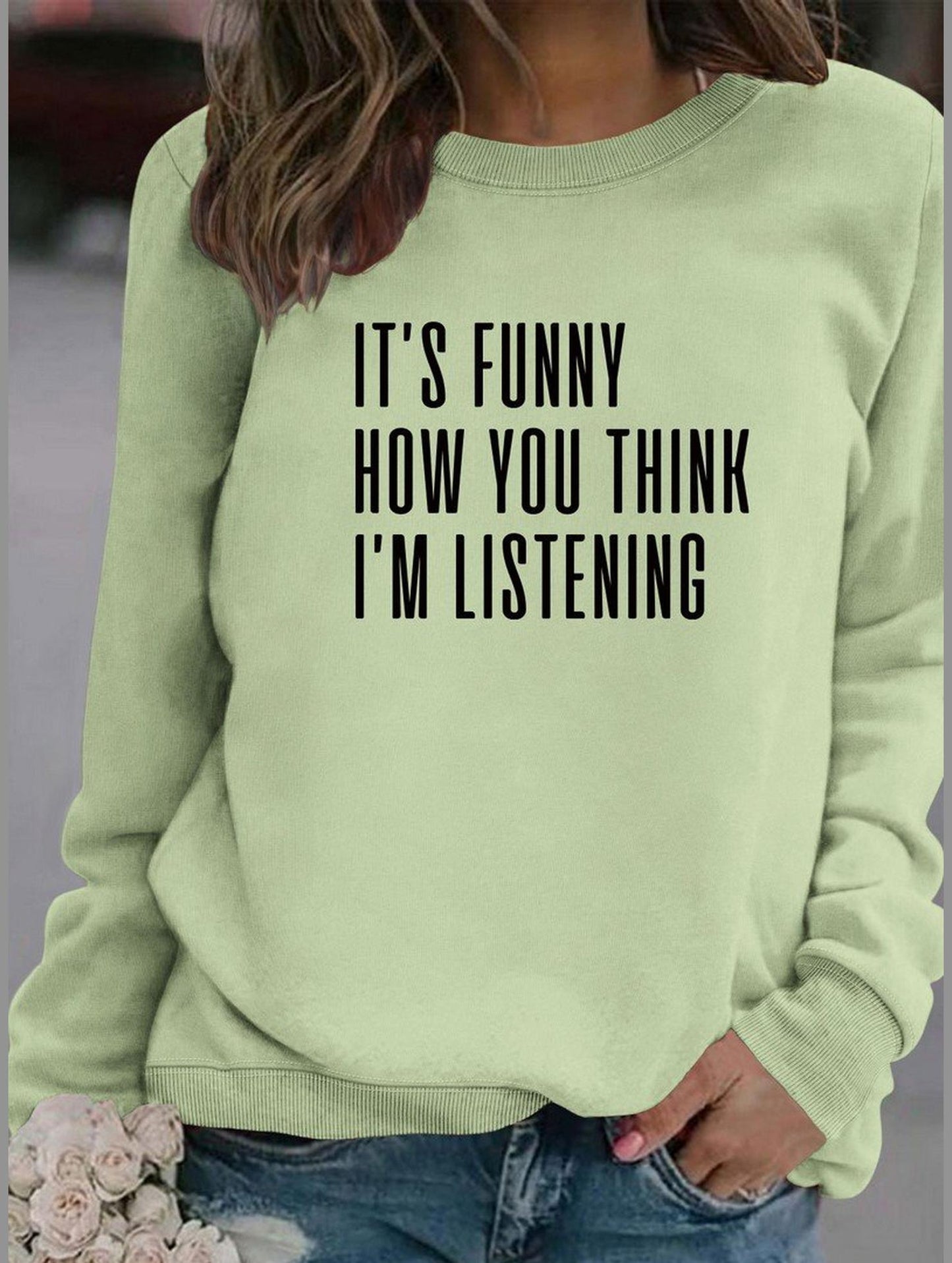 WOMEN LETTERING RIBBED PULLOVER PRINT T SHIRT