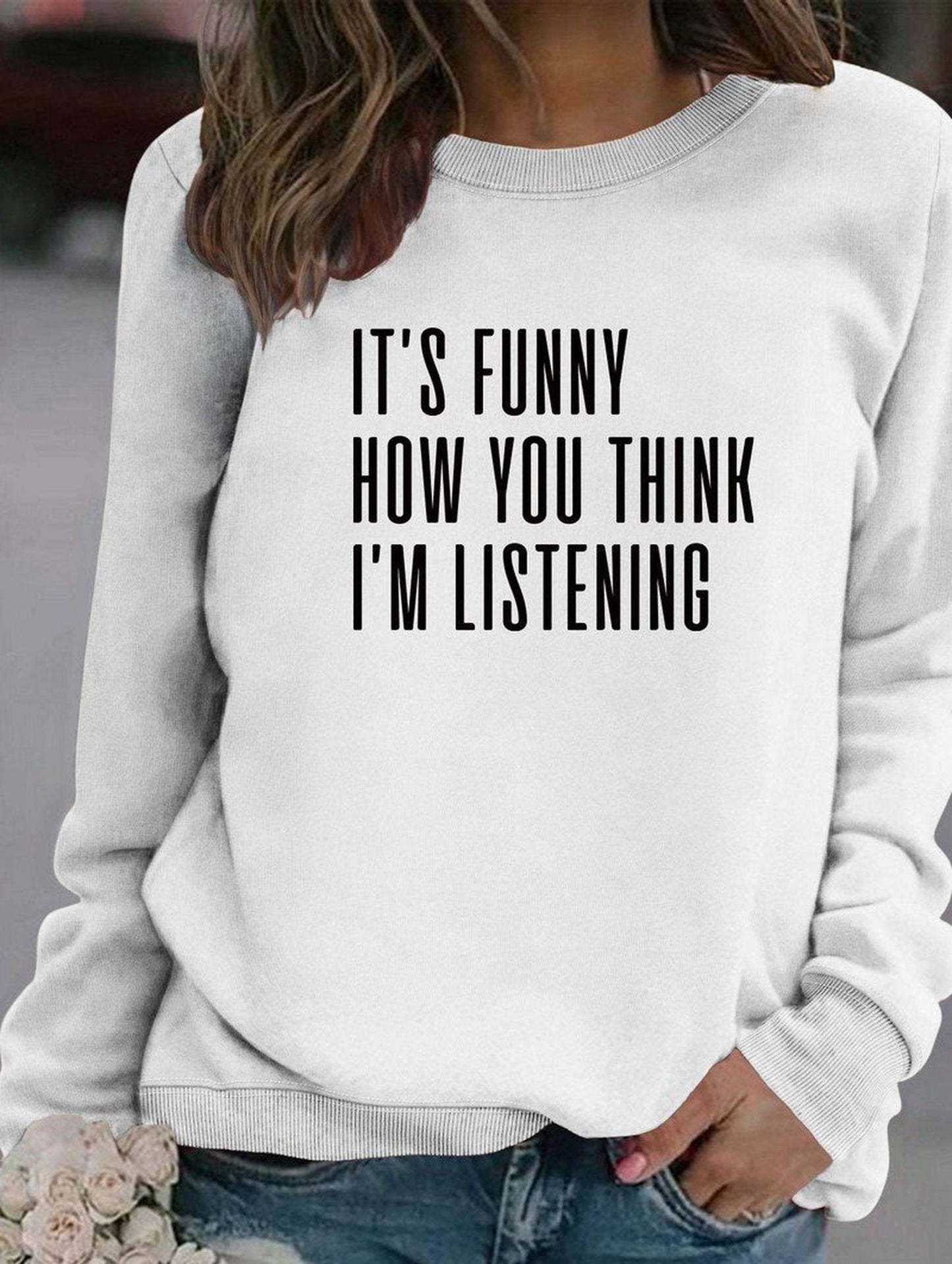 WOMEN LETTERING RIBBED PULLOVER PRINT T SHIRT