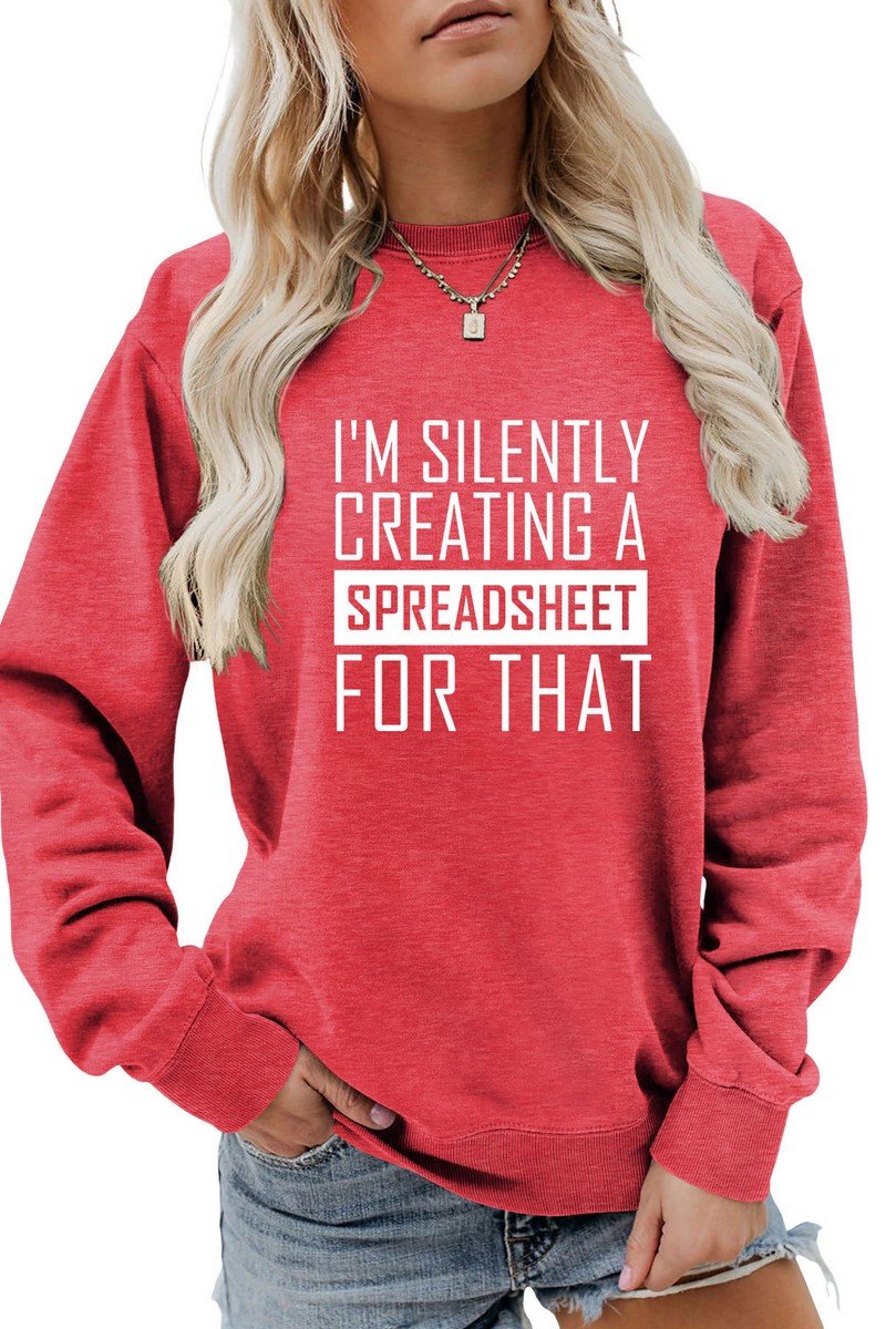 WOMEN CASUAL LETTER PRINTING LONG SLEEVE PULLOVER