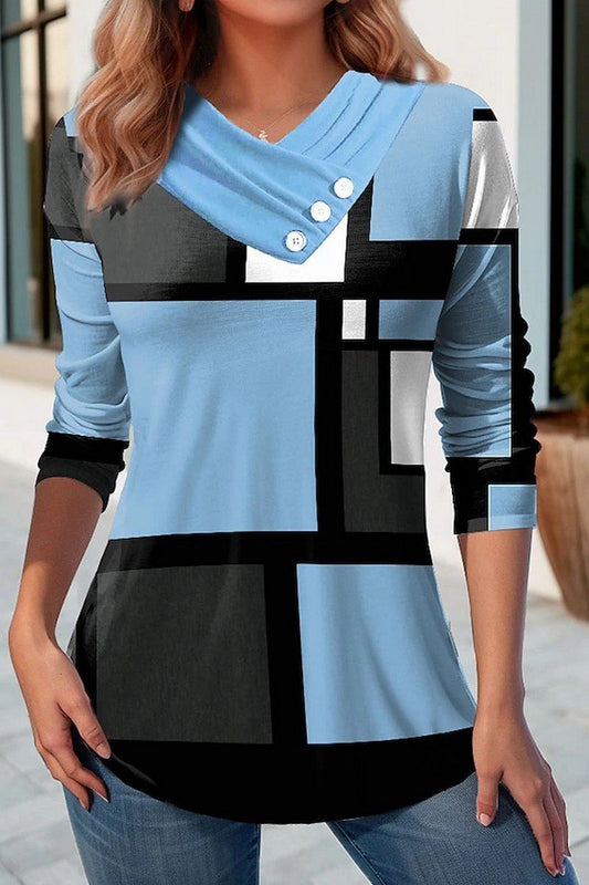 WOMEN GEOMETRY PRINTING REGUALR FIT TEE T SHIRT