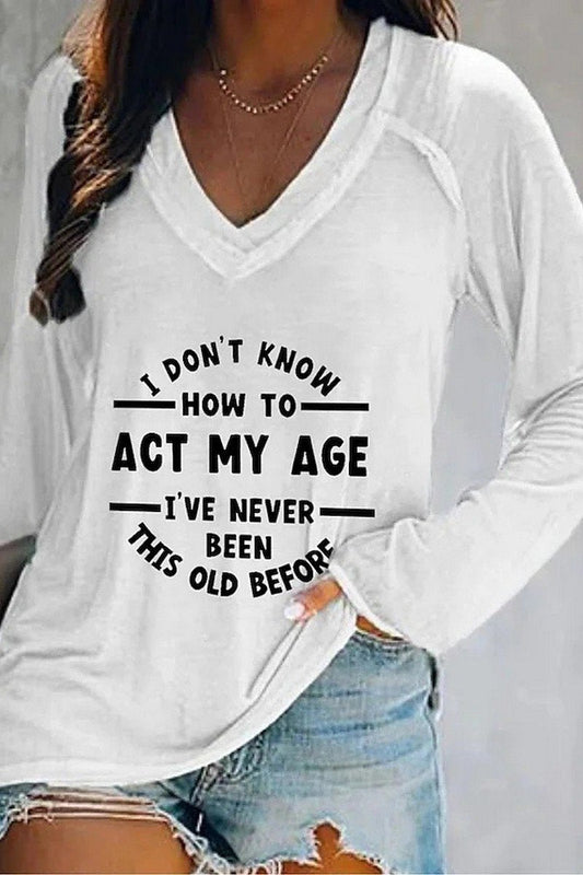 WOMEN LETTER PRINTNG LOOSE FIT CASUAL T SHIRT