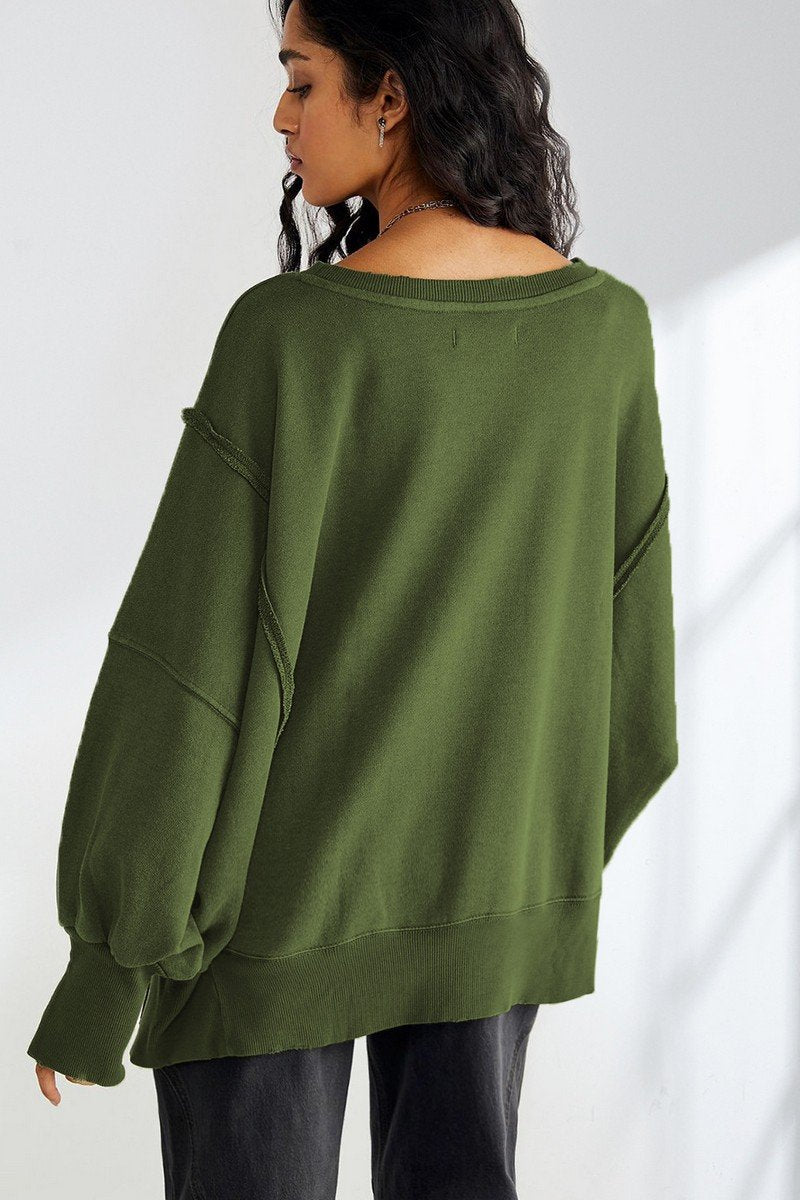 WOMEN OVERSIZED LOOSE FIT LONG SLEEVE JUMPER TOP