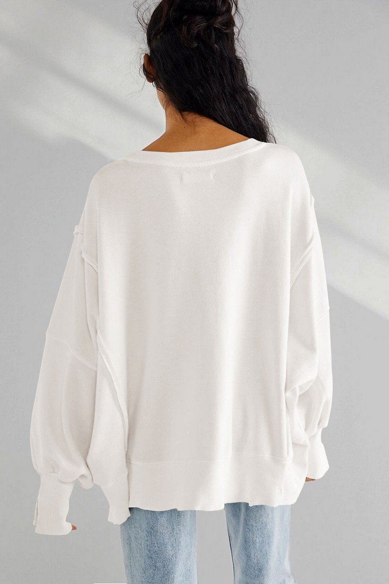WOMEN OVERSIZED LOOSE FIT LONG SLEEVE JUMPER TOP