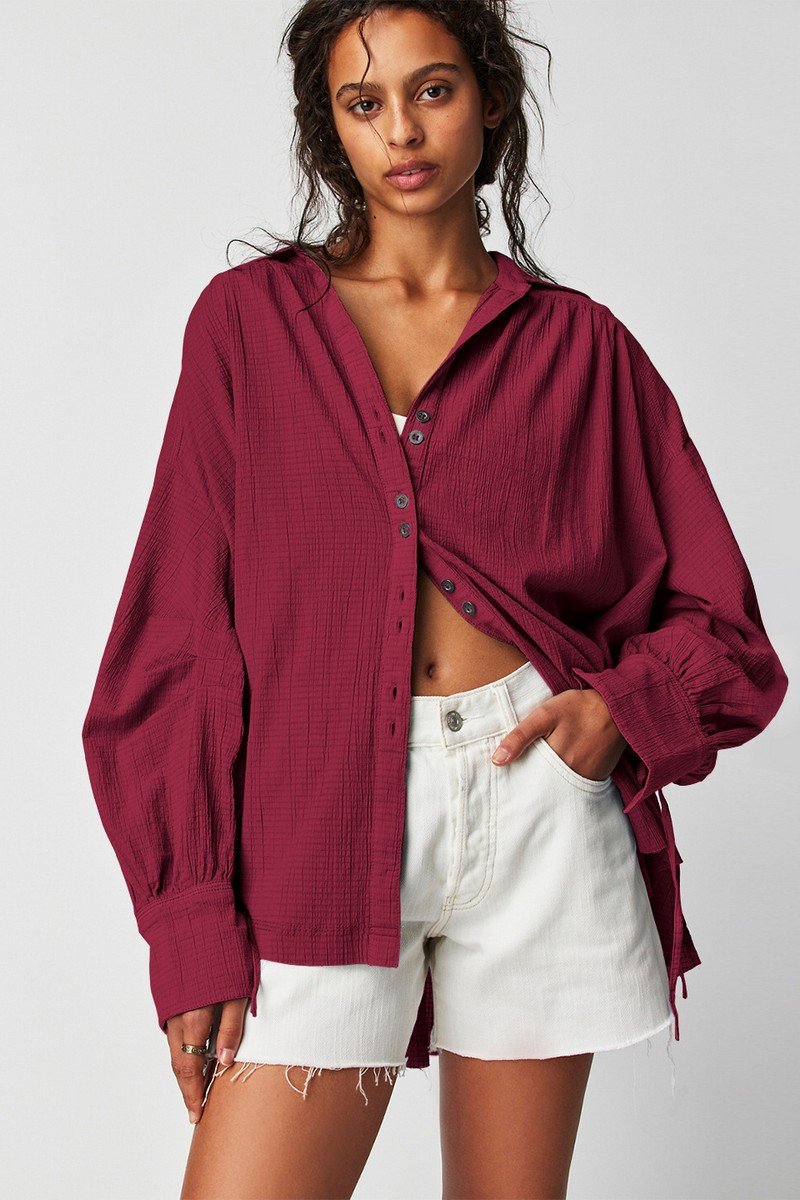 WOMEN LIGHTWEIGHT OVERSIZED LOOSE FIT COZY SHIRTS