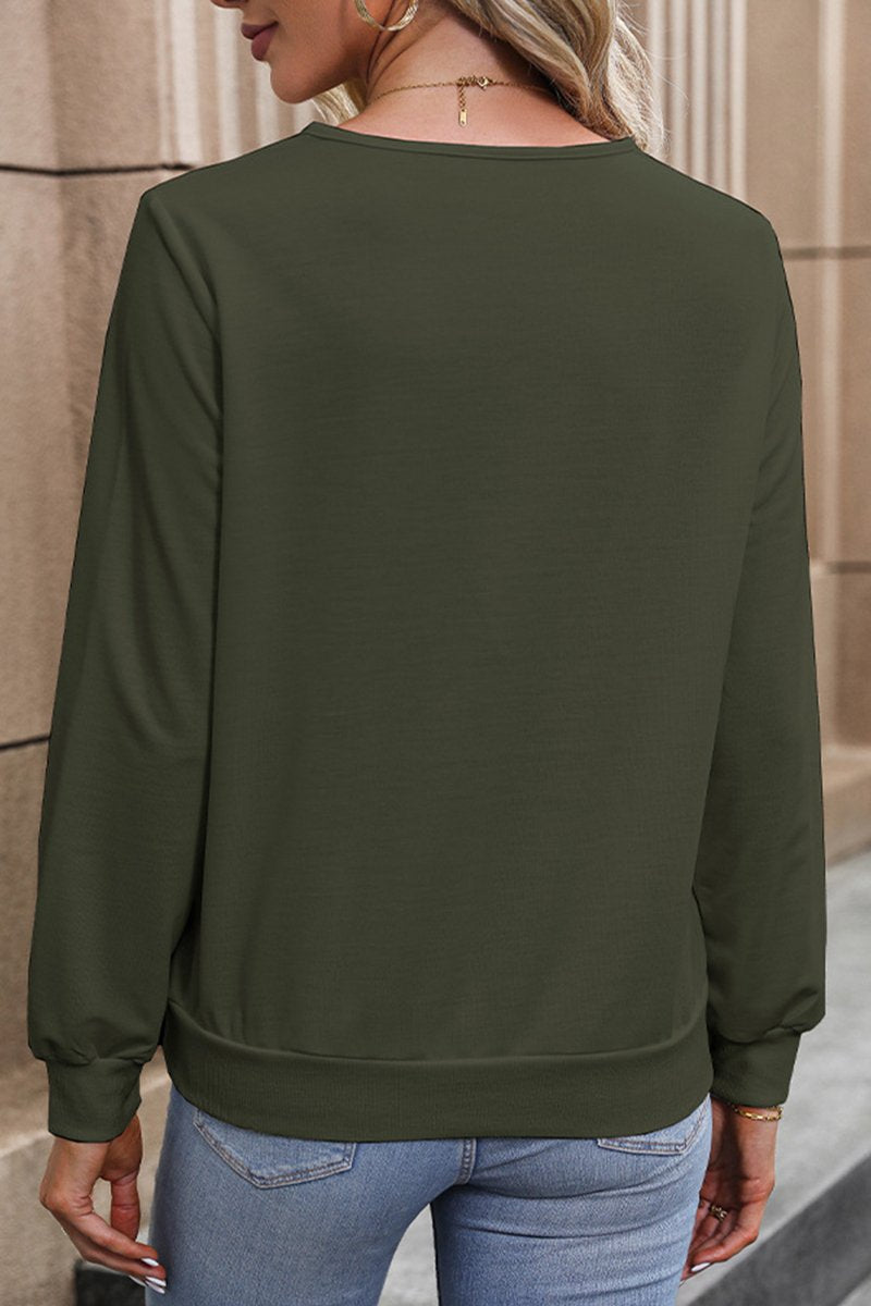 V NECK LONG SLEEVED WOMEN SWEATSHIRT