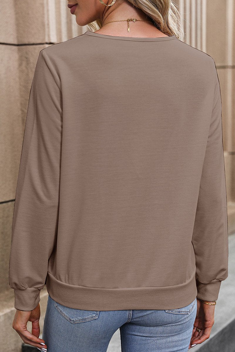 V NECK LONG SLEEVED WOMEN SWEATSHIRT