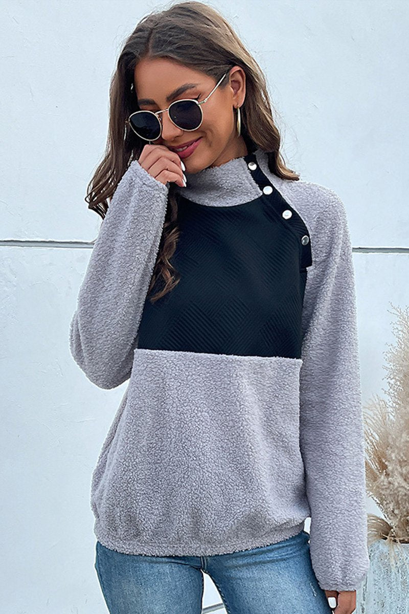 WOMEN LONG SLEEVE LINT HIGH NECK SWEATSHIRT