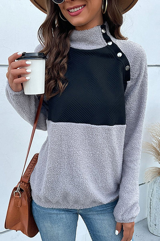 WOMEN LONG SLEEVE LINT HIGH NECK SWEATSHIRT