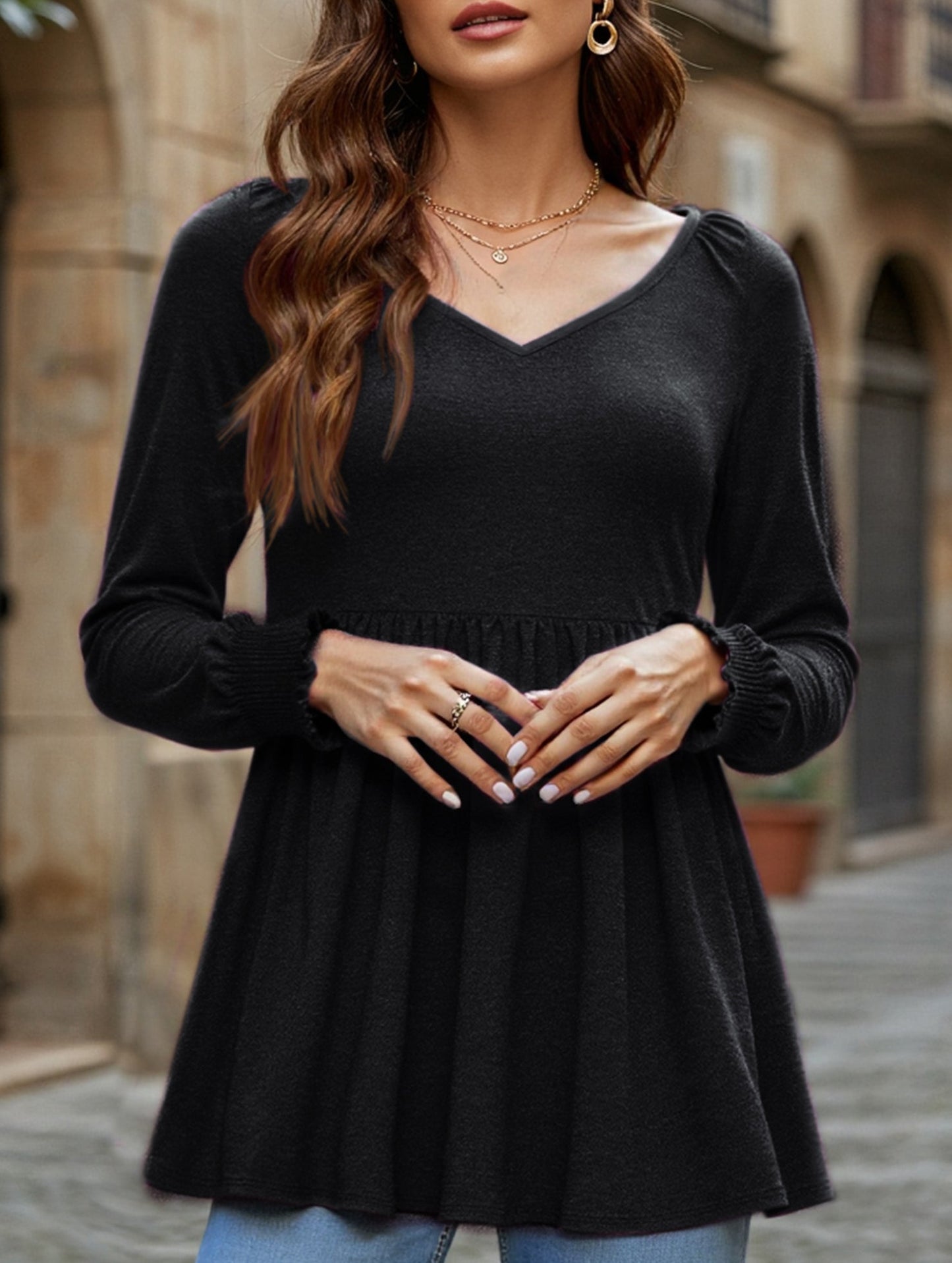 WOMEN SOLID TUNIC SHIRT