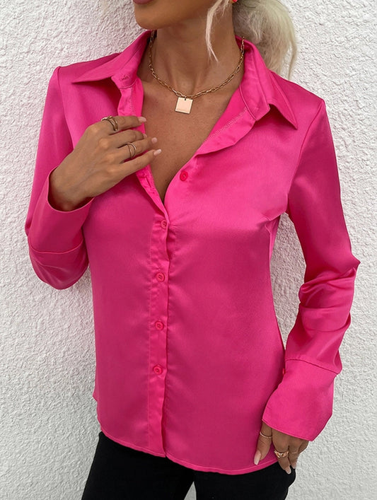Classic solid color shirt long sleeve top