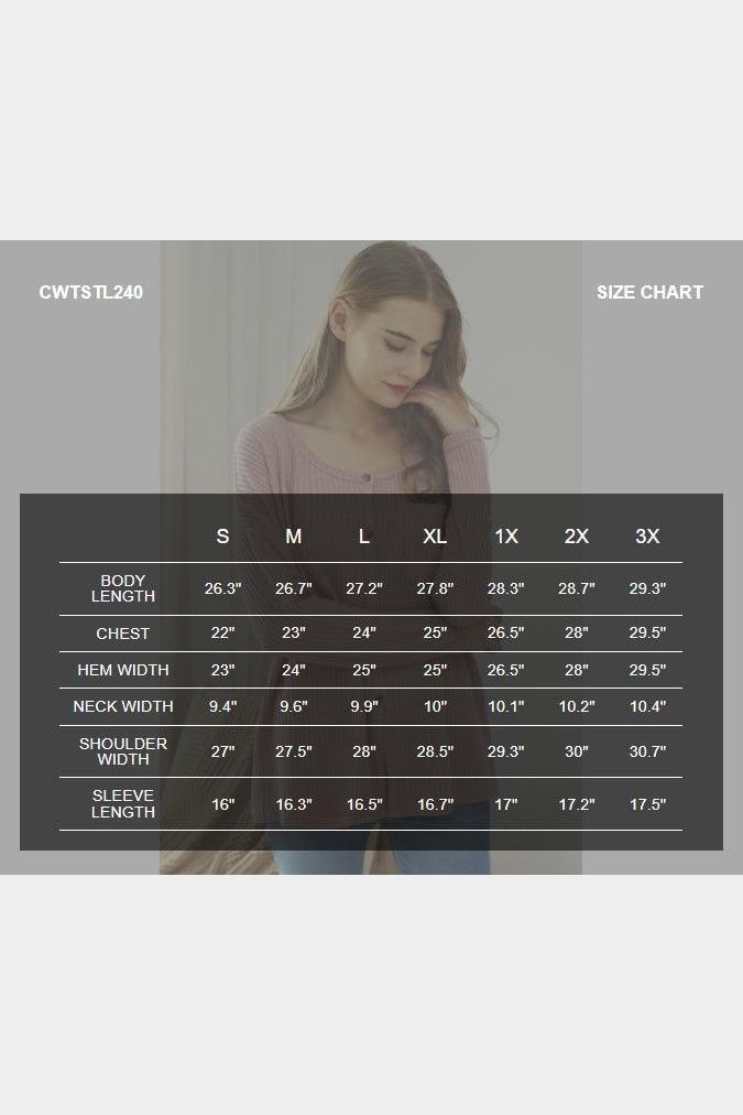 R NECK DETAILED BUTTON BRUSHED WAFFLE TOP - Doublju