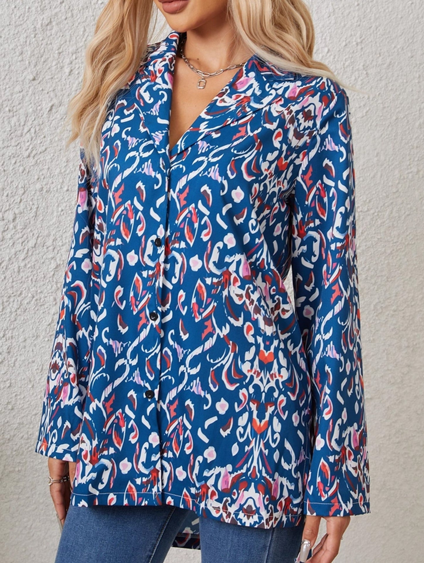 LOOSE CASUAL LONG-SLEEVED TREND PRINTED SHIRT
