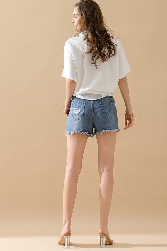 GLOSSY SHORT SLEEVE SHIRT - Doublju