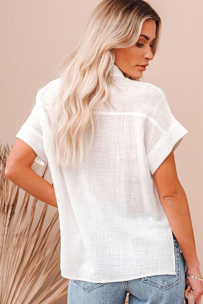 BASIC BUTTON DOWN SHORT SLEEVE SHIRTS - Doublju