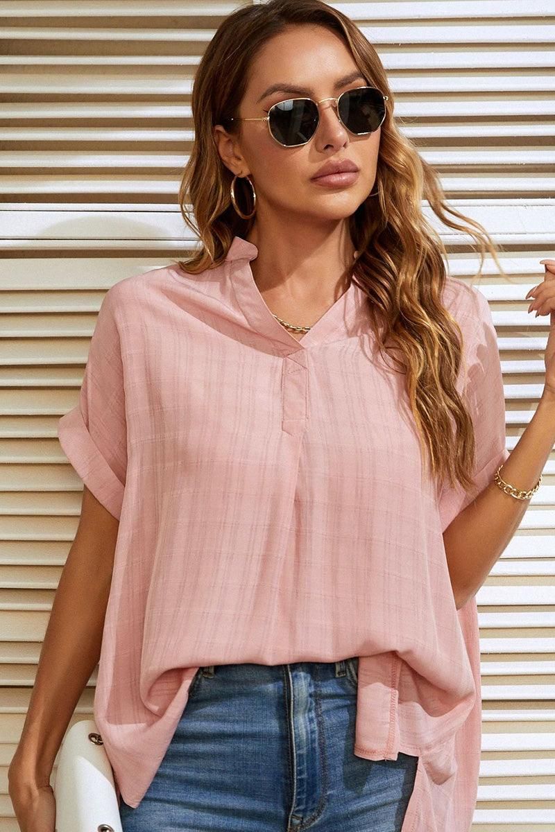 CHINESE COLLAR RUFFLED BACK LOOSE SHIRTS - Doublju