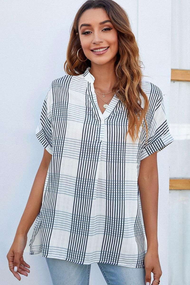 CHINESE COLLAR RUFFLED BACK LOOSE SHIRTS - Doublju