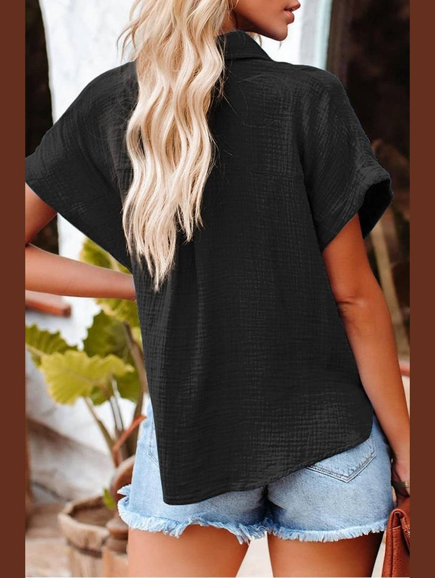 LOOSE FIT BUTTON DOWN WOMEN CASUAL SHIRT - Doublju