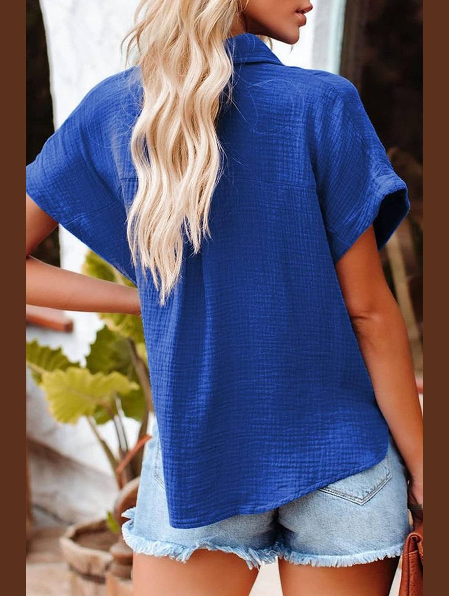 LOOSE FIT BUTTON DOWN WOMEN CASUAL SHIRT - Doublju