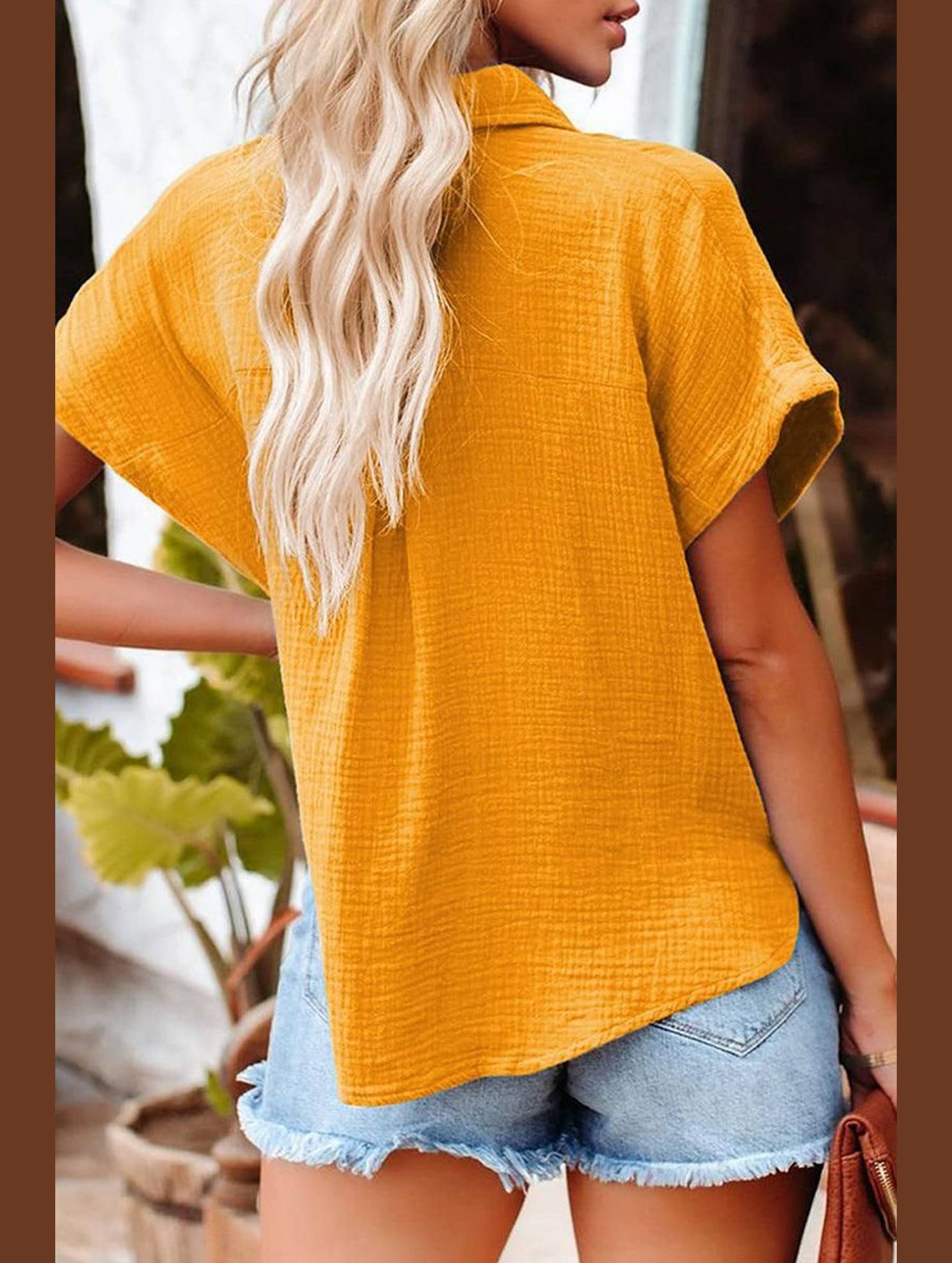 LOOSE FIT BUTTON DOWN WOMEN CASUAL SHIRT - Doublju