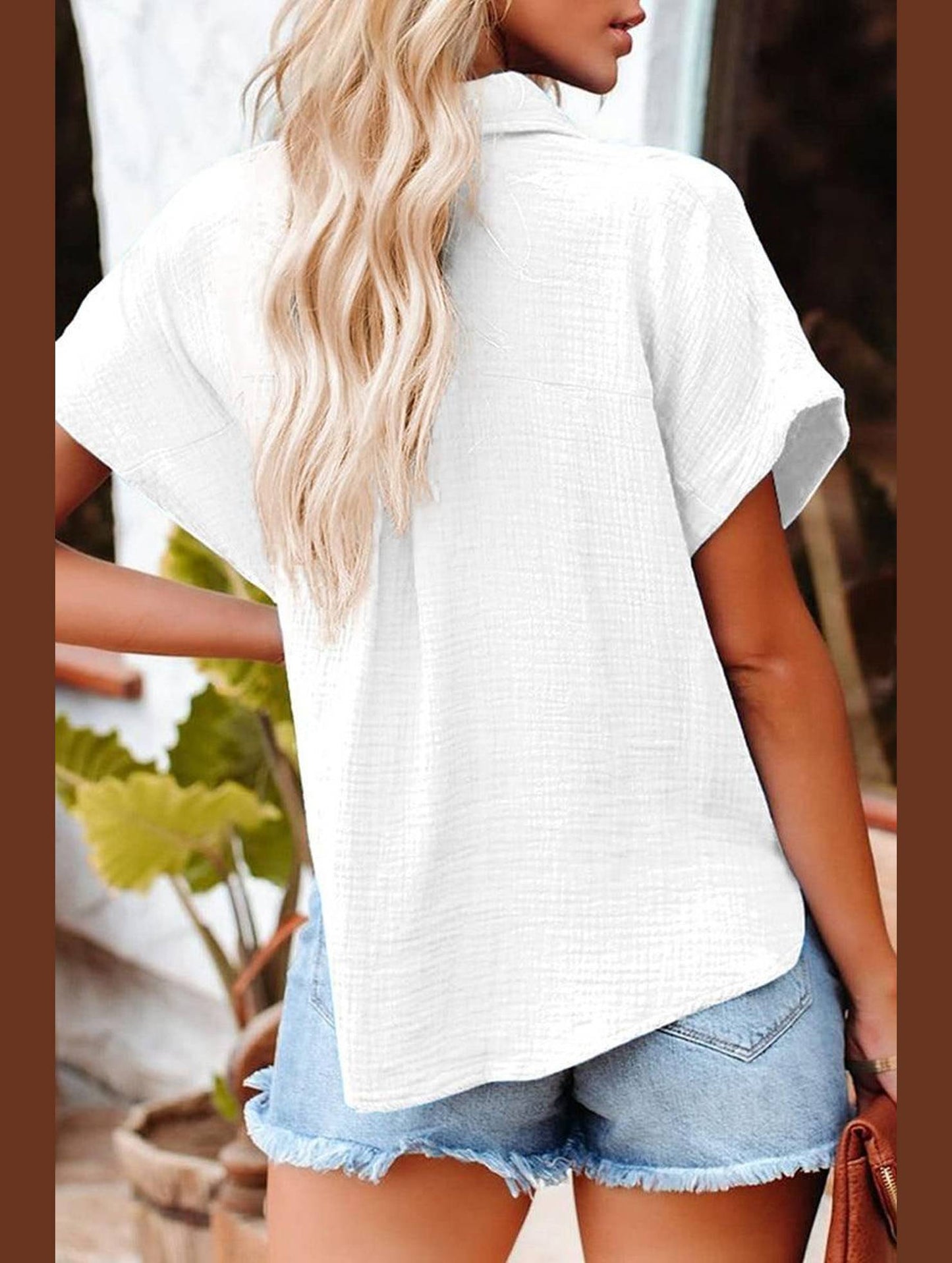 LOOSE FIT BUTTON DOWN WOMEN CASUAL SHIRT - Doublju