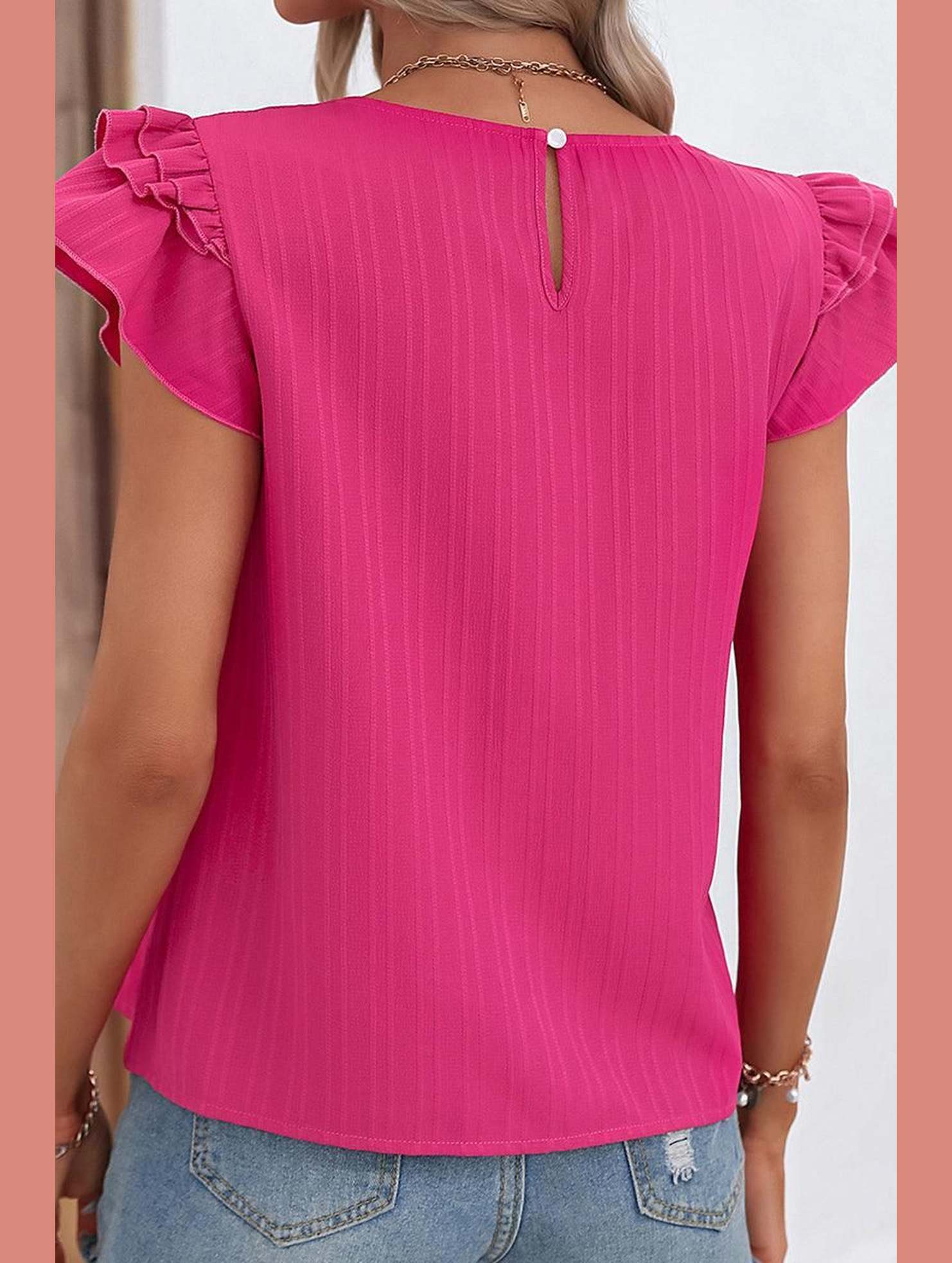 WOMEN PETAL SLEEVE ROSE T SHIRT - Doublju