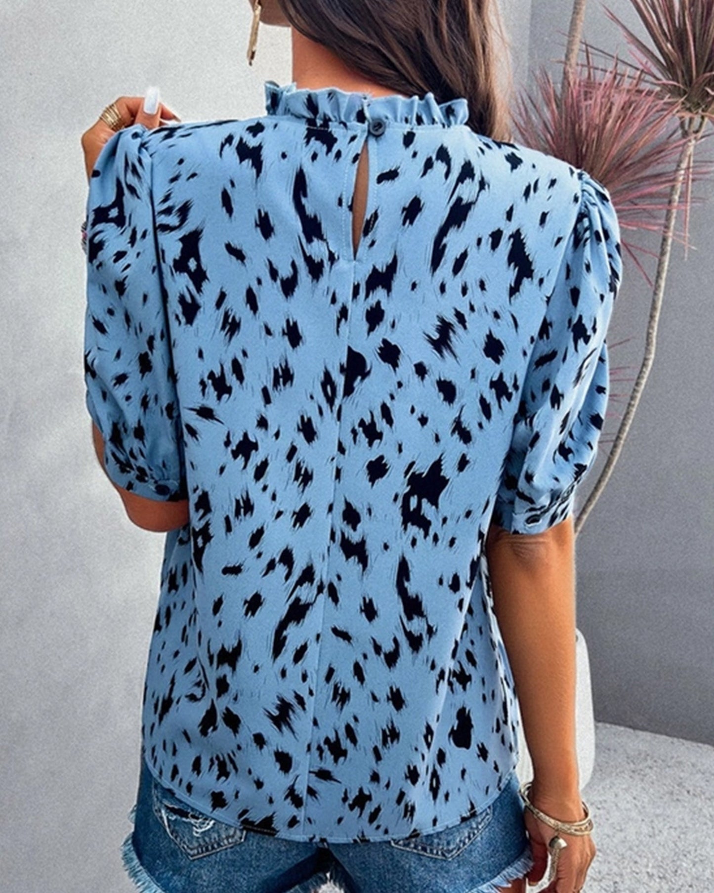 Temperament Casual Printed Short Sleeve Top ??Lightweight Vivid Blouse for Women