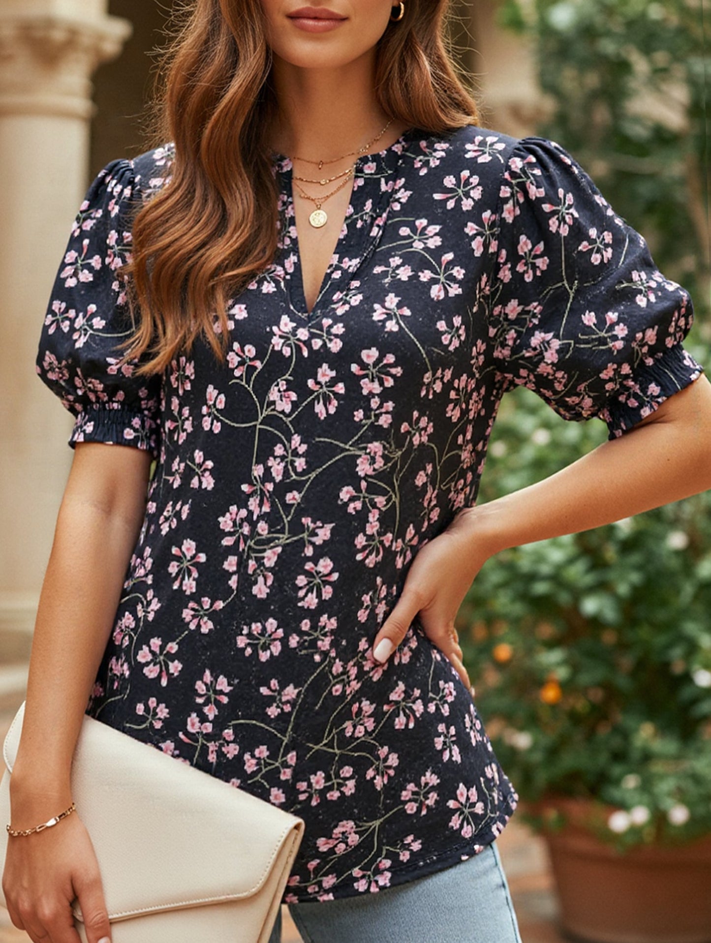 V-Neck Loose Short Sleeve Printed T-Shirt ??Comfortable & Trendy Casual Wear