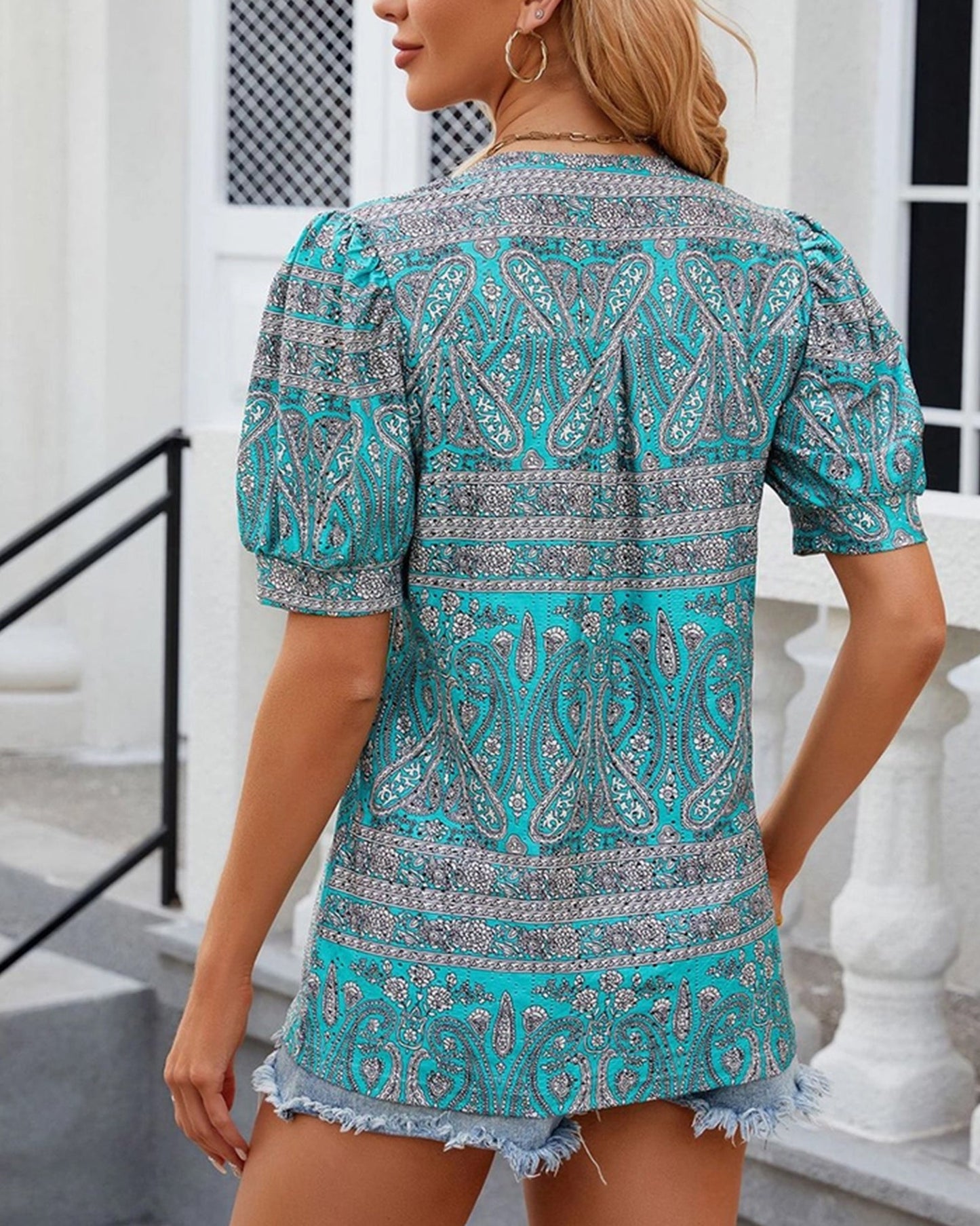 V-Neck Loose Short Sleeve Printed T-Shirt ??Comfortable & Trendy Casual Wear