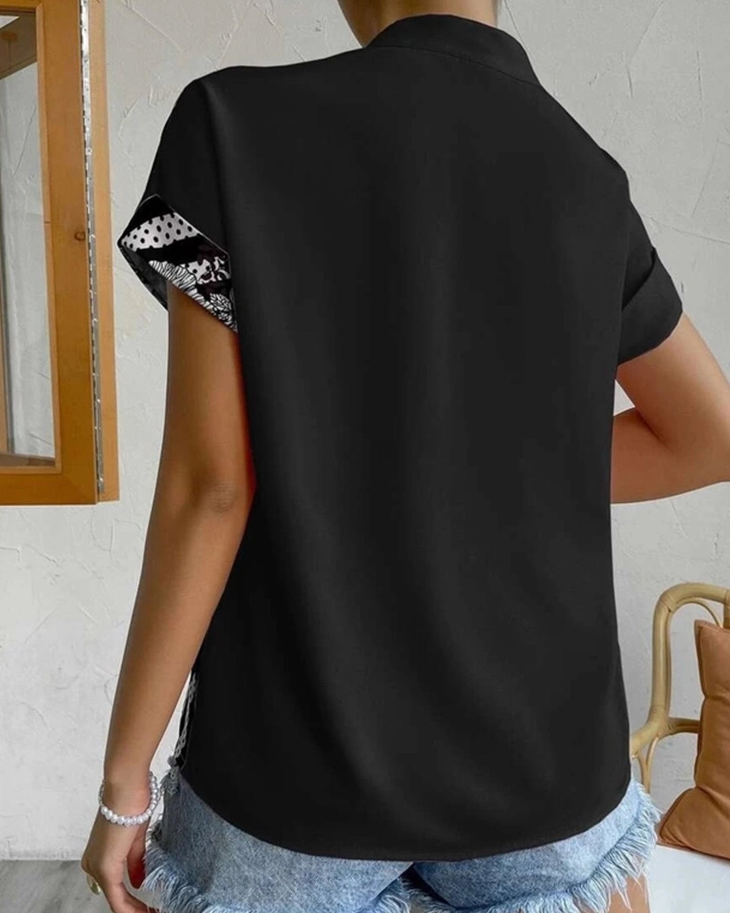 DOUBLE COLOR FLORAL BUTTON-UP SHIRT_CWTSTS0417