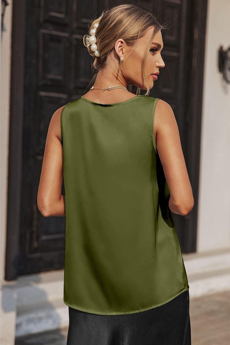 V NECK SLEEVELESS DAILY WOMEN T SHIRT - Doublju