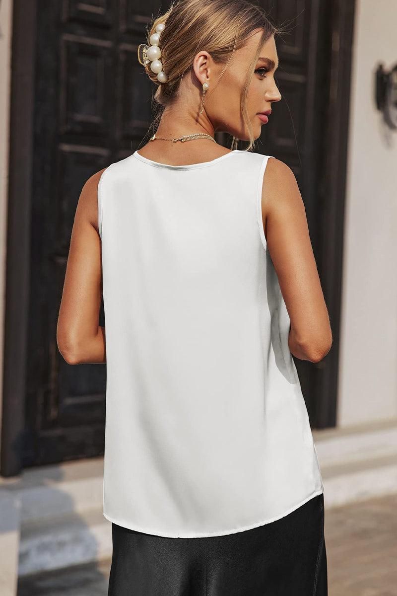 V NECK SLEEVELESS DAILY WOMEN T SHIRT - Doublju