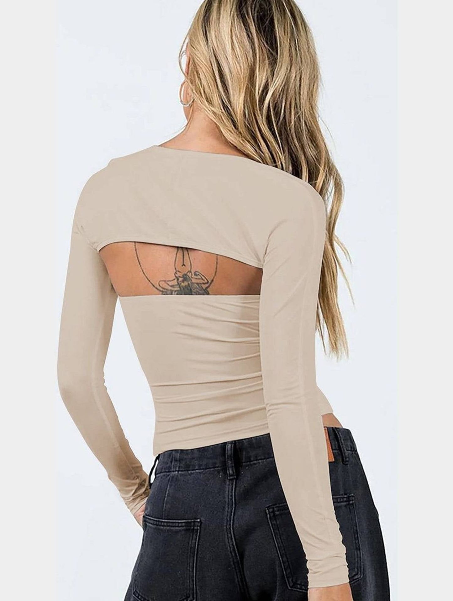 SEXY TANK TOP AND LONG SLEEVE TWO PIECE SET