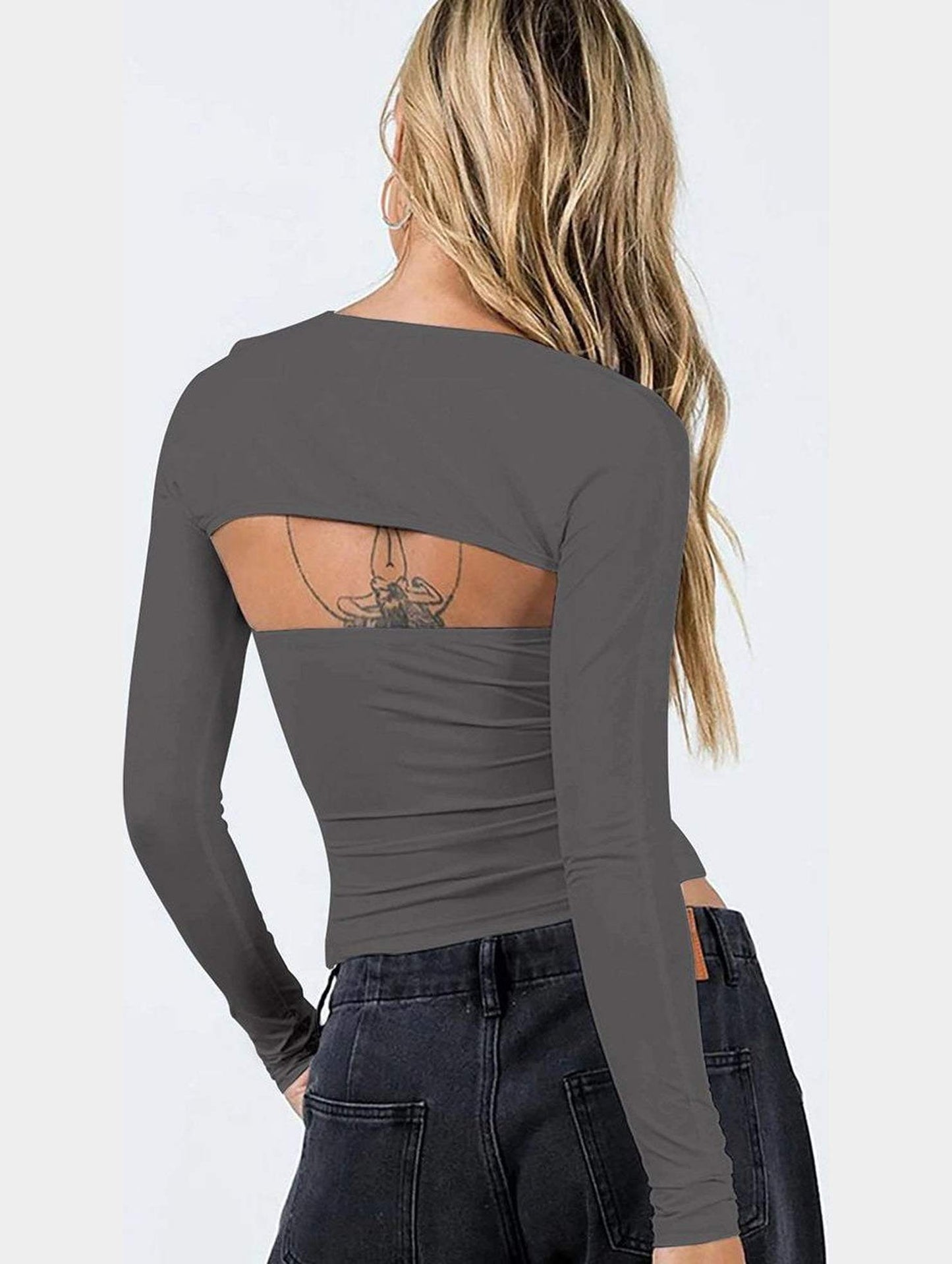 SEXY TANK TOP AND LONG SLEEVE TWO PIECE SET