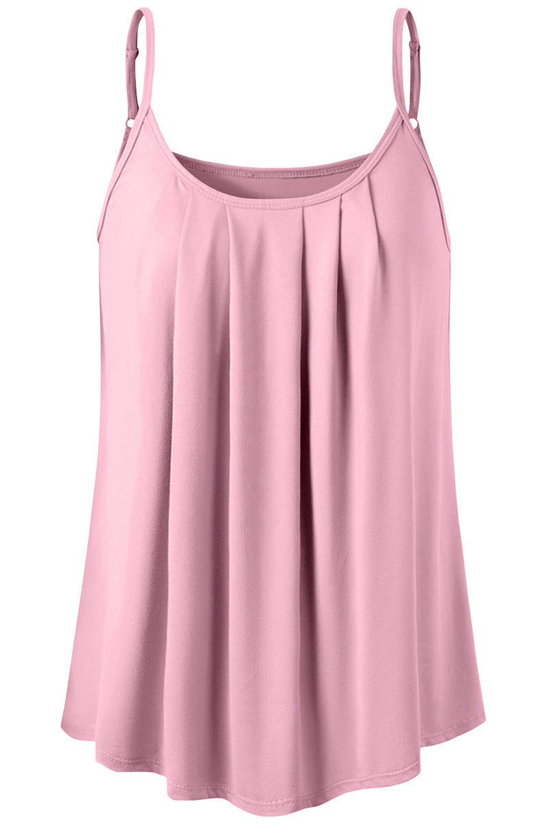 FRONT PLEATED CAMI TANK TOP WITH PLUS SIZE